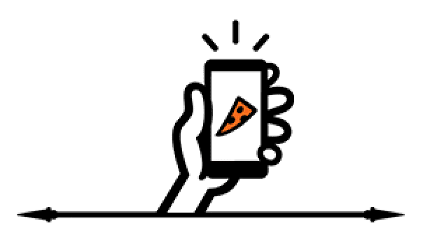 Little Caesars hand holding phone